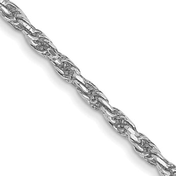 10k White Gold 1.3mm D/C Machine Made Rope Chain - Birthstone Company