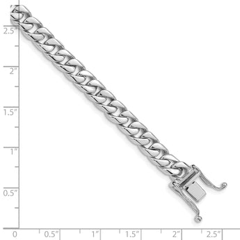 10k WG 6.8mm Hand-polished Flat Beveled Curb Link Bracelet - Birthstone Company