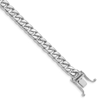 10k WG 6.8mm Hand-polished Flat Beveled Curb Link Bracelet - Birthstone Company