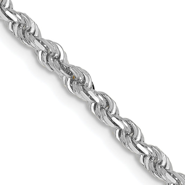 10k White Gold 3mm D/C Quadruple Rope Chain - Birthstone Company