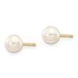 10k 5-6mm White Round Freshwater Cultured Pearl Stud Post Earrings - Birthstone Company