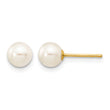 10k 5-6mm White Round Freshwater Cultured Pearl Stud Post Earrings - Birthstone Company