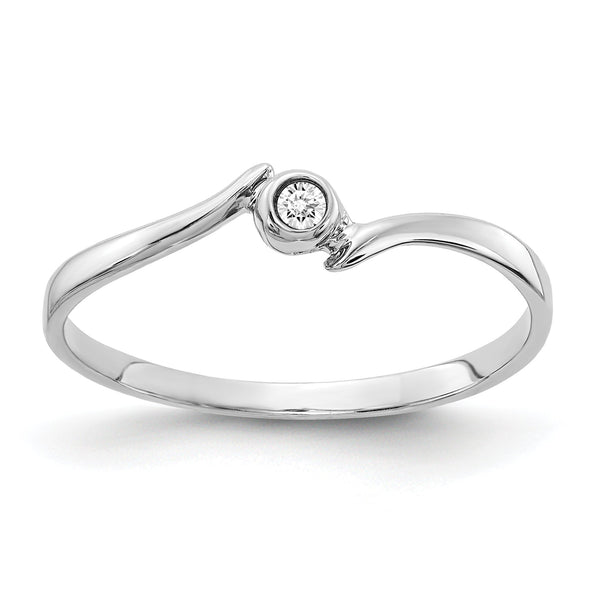 10k White Gold Polished AA Diamond Ring