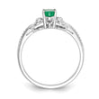 10k White Gold Emerald and Diamond Ring