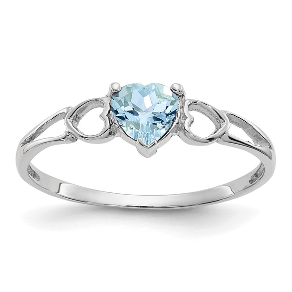 10k White Gold Polished Genuine Aquamarine Birthstone Ring