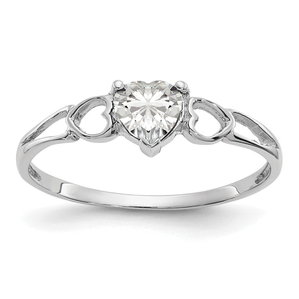 April/ White Topaz Birthstone Ring in 10K White Gold, Size 6
