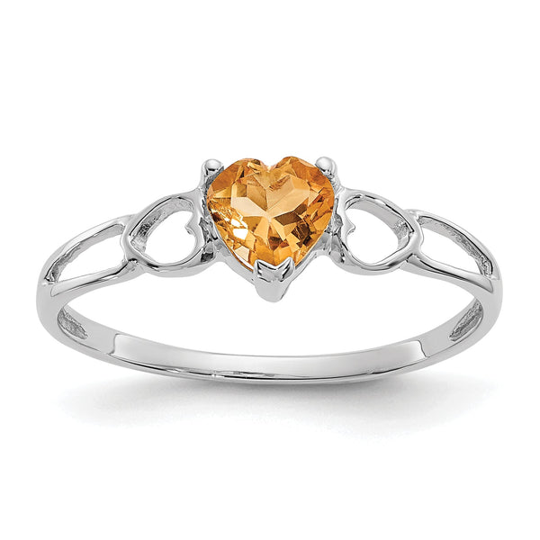 10k White Gold Polished Genuine Citrine Birthstone Ring