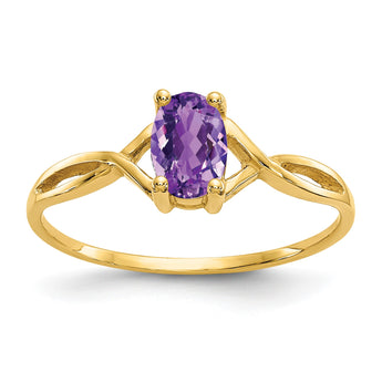 10k Polished Genuine Amethyst Birthstone Ring, Size 7 - Birthstone Company