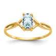 10k Polished Genuine Aquamarine Birthstone Ring