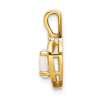 10K Gold Opal and Diamond Pendant with Polished Finish Elegant October Birthstone