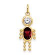 10K Gold January Boy Birthstone Charm with Polished Hollow Design