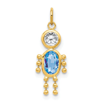 10K Gold March Boy Birthstone Charm with Polished Finish