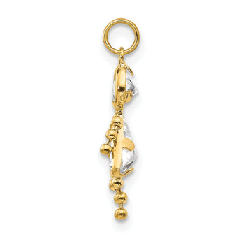 10K Gold April Birthstone Girl Charm with Polished Finish by