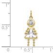 10K Gold April Birthstone Girl Charm with Polished Finish by