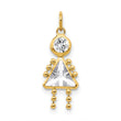 10K Gold April Birthstone Girl Charm with Polished Finish by