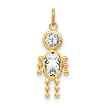 10K Gold April Boy Birthstone Charm with Polished Finish