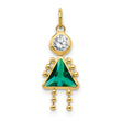 10K Gold May Birthstone Girl Charm with Polished Finish Elegant Design