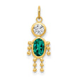10K Gold Polished Boy Birthstone Charm with May Synthetic Emerald