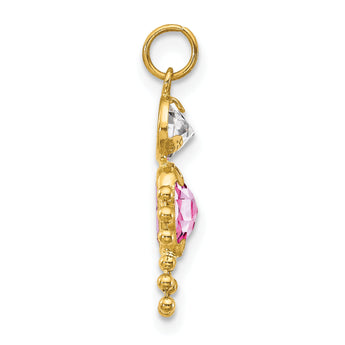 10K Gold Polished June Boy Birthstone Charm Elegant & Hollow Design
