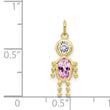 10K Gold Polished June Boy Birthstone Charm Elegant & Hollow Design