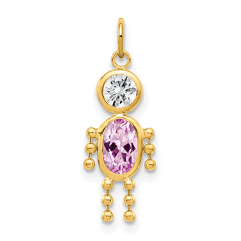 10K Gold Polished June Boy Birthstone Charm Elegant & Hollow Design