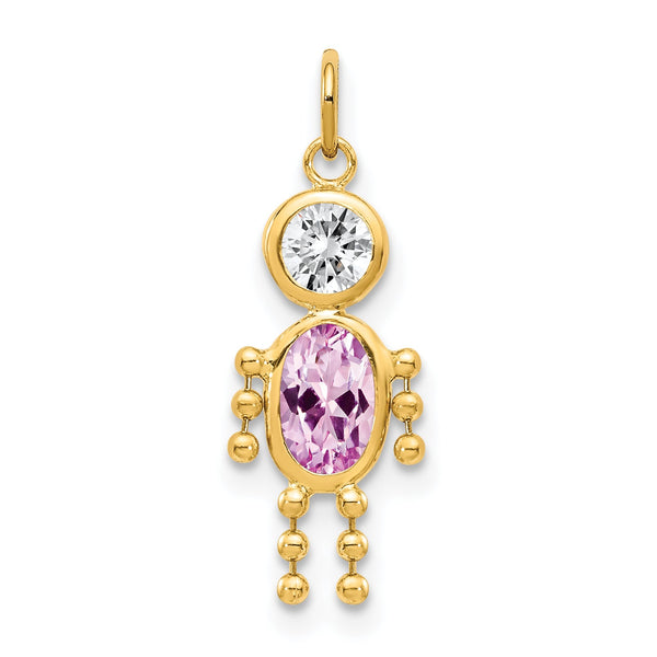 10K Gold Polished June Boy Birthstone Charm Elegant & Hollow Design
