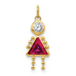 10K Gold July Birthstone Girl Charm with Polished Finish