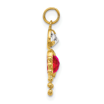 10K Gold July Boy Birthstone Charm with Polished Finish Hollow Design