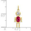 10K Gold July Boy Birthstone Charm with Polished Finish Hollow Design