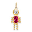 10K Gold July Boy Birthstone Charm with Polished Finish Hollow Design