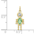 10K Gold August Boy Birthstone Charm with Polished Finish