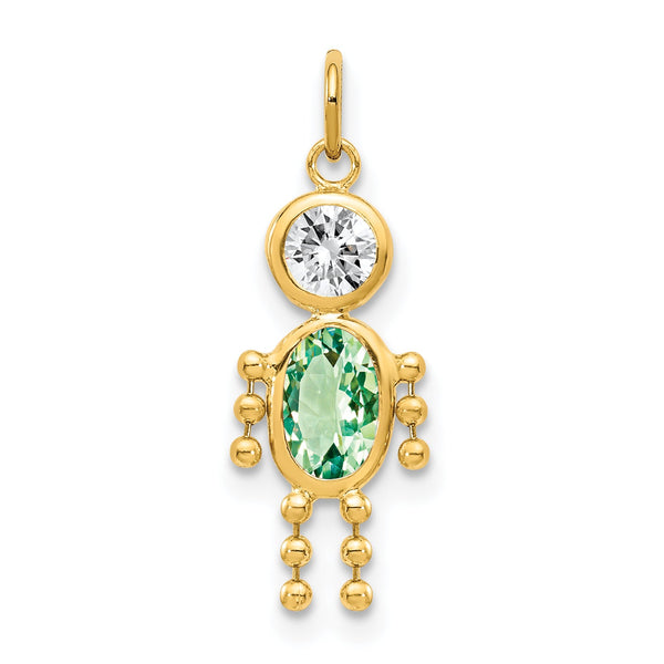 10K Gold August Boy Birthstone Charm with Polished Finish