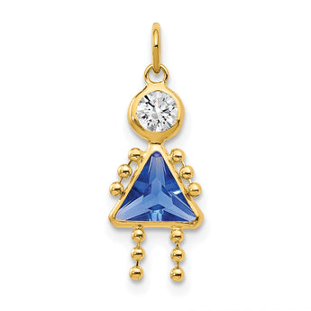10K Yellow Gold September Birthstone Girl Charm Polished Finish Elegance
