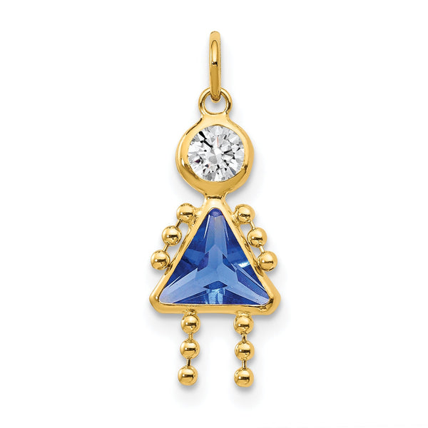 10K Yellow Gold September Birthstone Girl Charm Polished Finish Elegance