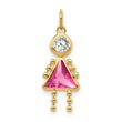 10K Gold October Birthstone Girl Charm with Polished Finish