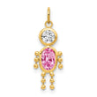 10K Yellow Gold October Boy Birthstone Charm with Polished Finish