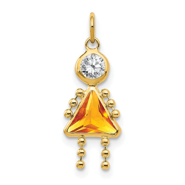 10K Gold November Girl Birthstone Charm with Polished Finish