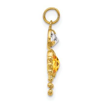 10K Gold November Boy Birthstone Charm Polished Hollow Design