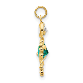 10K Yellow Gold December Birthstone Charm Polished Girl Design
