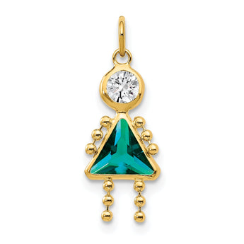 10K Yellow Gold December Birthstone Charm Polished Girl Design