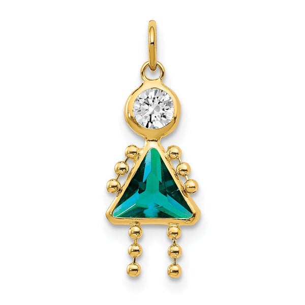 10K Yellow Gold December Birthstone Charm Polished Girl Design