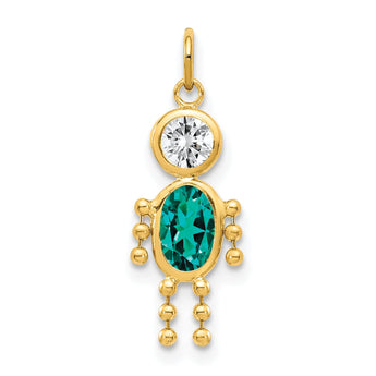 10K Gold December Birthstone Boy Charm Polished Hollow Design