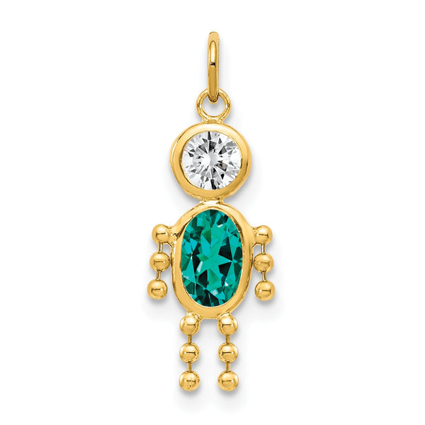 10K Gold December Birthstone Boy Charm Polished Hollow Design
