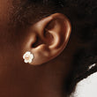 10k 3-4mm Pink Freshwater Cultured Pearl with 10mm Mother of Pearl Flower Post Earrings - Birthstone Company