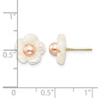 10k 3-4mm Pink Freshwater Cultured Pearl with 10mm Mother of Pearl Flower Post Earrings - Birthstone Company