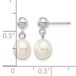 10k White Gold 6-7mm White Rice Freshwater Cultured Pearl Dangle Post Earrings - Birthstone Company