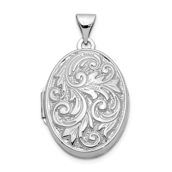 10k White Gold Polished Reversible Love You Always Oval Locket
