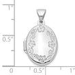 10k White Gold 17mm Oval Leaf Floral Hand Engraved Locket
