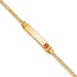 10k Medical Red Enamel Curb Link ID Bracelet