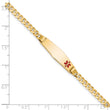 10k Medical Soft Diamond Shape Red Enamel Curb Link ID Bracelet